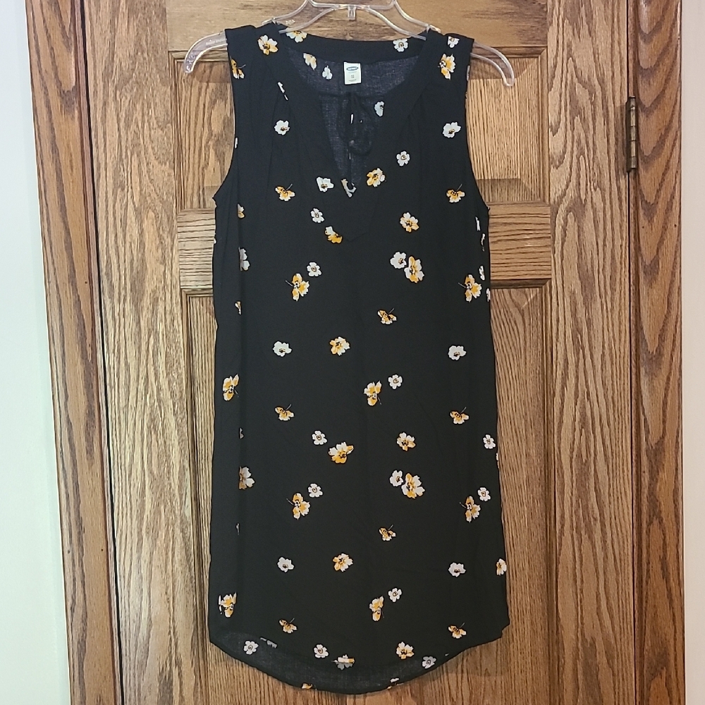 Floral Sleeveless Black Dress By Old Navy, Size XS